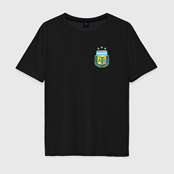 Футболка оверсайз мужская Герб федерации футбола Аргентины, цвет: черный
