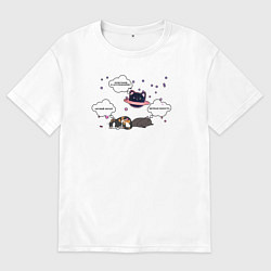 Футболка оверсайз мужская Котики играют в ассоциации, цвет: белый