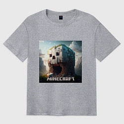 Футболка оверсайз мужская Жуткая пещера Minecraft, цвет: меланж