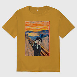 Футболка оверсайз мужская Крик бездомный Бог, цвет: горчичный