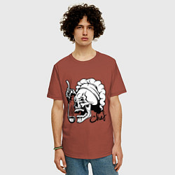Футболка оверсайз мужская Chef skull, цвет: кирпичный — фото 2