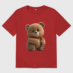 Футболка оверсайз мужская Большой плюшевый мишка, цвет: красный