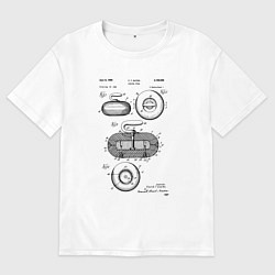 Футболка оверсайз мужская Патент на камень для керлинга, цвет: белый