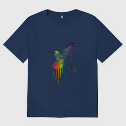 Футболка оверсайз мужская Птичка колибри, цвет: тёмно-синий