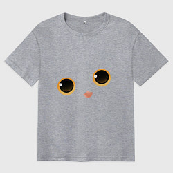 Футболка оверсайз мужская Милый черный котик, цвет: меланж