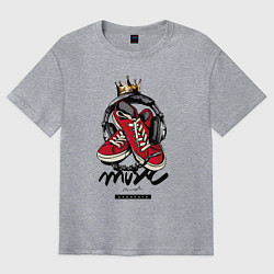 Мужская футболка оверсайз Music and sneakers