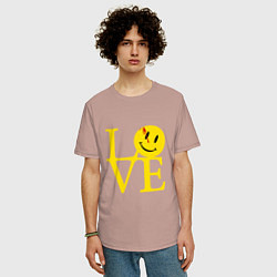 Футболка оверсайз мужская Smile love, цвет: пыльно-розовый — фото 2