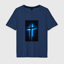 Мужская футболка оверсайз Неоновый Крест