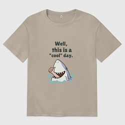 Футболка оверсайз мужская Well this is a cool day, цвет: миндальный