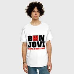 Футболка оверсайз мужская Bon Jovi band, цвет: белый — фото 2