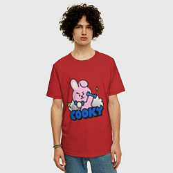 Футболка оверсайз мужская Cooky BT21 Jungkook, цвет: красный — фото 2
