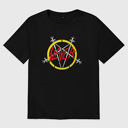 Футболка оверсайз мужская Slayer rock music, цвет: черный