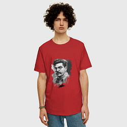 Футболка оверсайз мужская Сталин в черно-белом исполнении, цвет: красный — фото 2