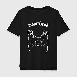 Футболка оверсайз мужская Motorhead рок кот, цвет: черный