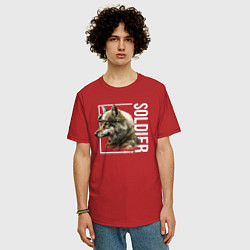 Футболка оверсайз мужская Wolf soldier, цвет: красный — фото 2