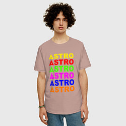 Футболка оверсайз мужская Astro color logo, цвет: пыльно-розовый — фото 2