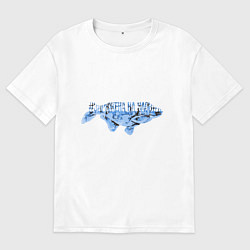 Футболка оверсайз мужская Улов на рыбалке, цвет: белый