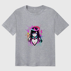 Футболка оверсайз мужская Anime glitch imp girl, цвет: меланж