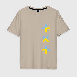 Футболка оверсайз мужская TXT vertical logo, цвет: миндальный