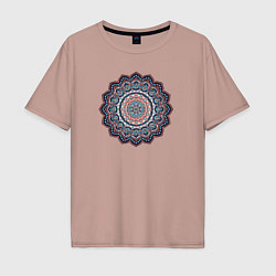 Футболка оверсайз мужская Индийская Mandala, цвет: пыльно-розовый