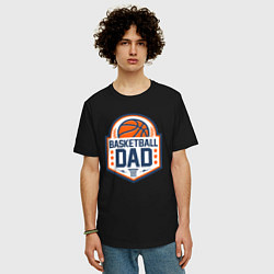 Футболка оверсайз мужская Баскетбольный папа, цвет: черный — фото 2
