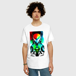 Футболка оверсайз мужская Alien - sketch - neural network, цвет: белый — фото 2
