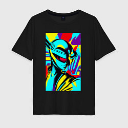 Футболка оверсайз мужская Alien - neural network - pop art, цвет: черный