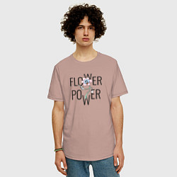 Футболка оверсайз мужская Flower power, цвет: пыльно-розовый — фото 2