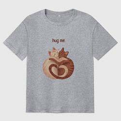 Футболка оверсайз мужская Кошачья близость, цвет: меланж