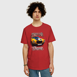 Футболка оверсайз мужская Американский маслкар Chevrolet Camaro, цвет: красный — фото 2