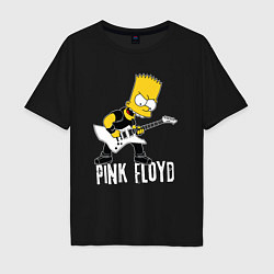 Футболка оверсайз мужская Pink Floyd Барт Симпсон рокер, цвет: черный