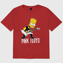Футболка оверсайз мужская Pink Floyd Барт Симпсон рокер, цвет: красный
