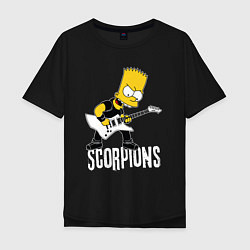 Футболка оверсайз мужская Scorpions Барт Симпсон рокер, цвет: черный