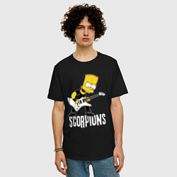 Футболка оверсайз мужская Scorpions Барт Симпсон рокер, цвет: черный — фото 2