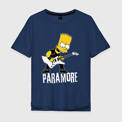 Футболка оверсайз мужская Paramore Барт Симпсон рокер, цвет: тёмно-синий