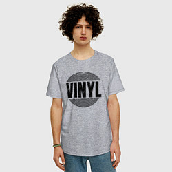 Футболка оверсайз мужская Vinyl надпись с пластинкой, цвет: меланж — фото 2
