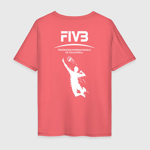 Мужская футболка оверсайз Международная федерация волейбола FIVB / Коралловый – фото 2
