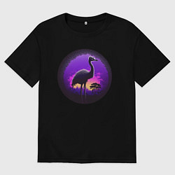 Футболка оверсайз мужская Аист в неоне, цвет: черный