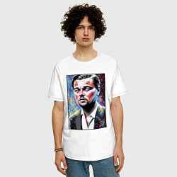 Футболка оверсайз мужская Леонардо Ди Каприо поп-арт, цвет: белый — фото 2