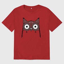Футболка оверсайз мужская Глазастая сова, цвет: красный