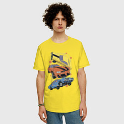 Футболка оверсайз мужская Авто переворот beamng drive, цвет: желтый — фото 2