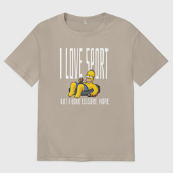 Футболка оверсайз мужская Я люблю спорт, но отдыхать люблю больше, цвет: миндальный