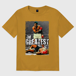 Футболка оверсайз мужская Мухаммед Али великий, цвет: горчичный
