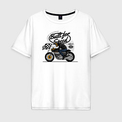 Футболка оверсайз мужская Мотогонки мотоциклист, цвет: белый