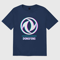 Футболка оверсайз мужская Значок Dongfeng в стиле glitch, цвет: тёмно-синий