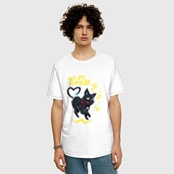 Футболка оверсайз мужская Кот Фамильяр - Hi-Fi-Rush, цвет: белый — фото 2