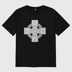 Футболка оверсайз мужская Кельтский крест, цвет: черный