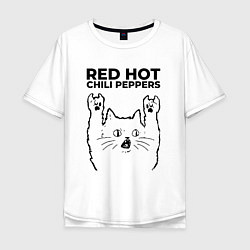 Футболка оверсайз мужская Red Hot Chili Peppers - rock cat, цвет: белый