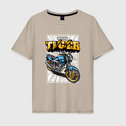 Футболка оверсайз мужская Мотоцикл Honda Tiger, цвет: миндальный