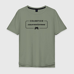 Мужская футболка оверсайз Counter Strike 2 gaming champion: рамка с лого и д